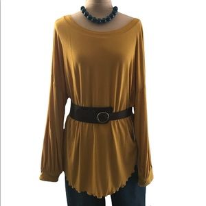 NWT Free People yellow oversized twisted open back top Size Small